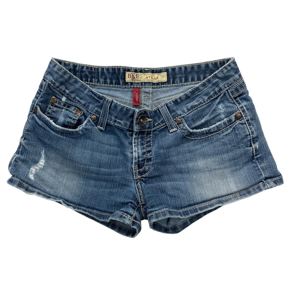 BKE Denim Shorts Women 28 Stella Low Rise Distressed Embroidered Stretch